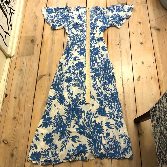 A New Day NWOT Women's Short Sleeve Maxi Sundress Blue White Floral 2 - Picture 11 of 14